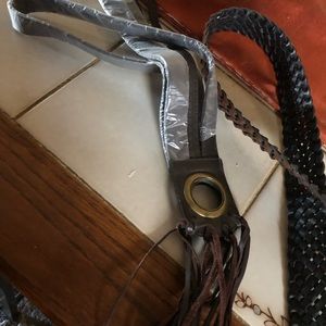 Two Brown Leather Belts.  And medium in size.